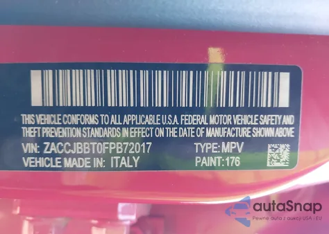2015 Jeep Renegade Latitude from USA, damaged, VIN ZACCJBBT0FPB72017
